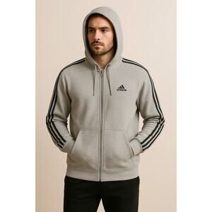 Adidas Originals 3-Stripes Full Zip Hoodie Gray XL